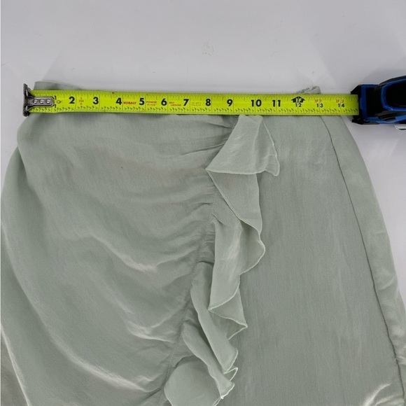Cotton Candy Mint Green Ruffle Front Linen Blend Mini Skirt Size Medium - Picture 9 of 12